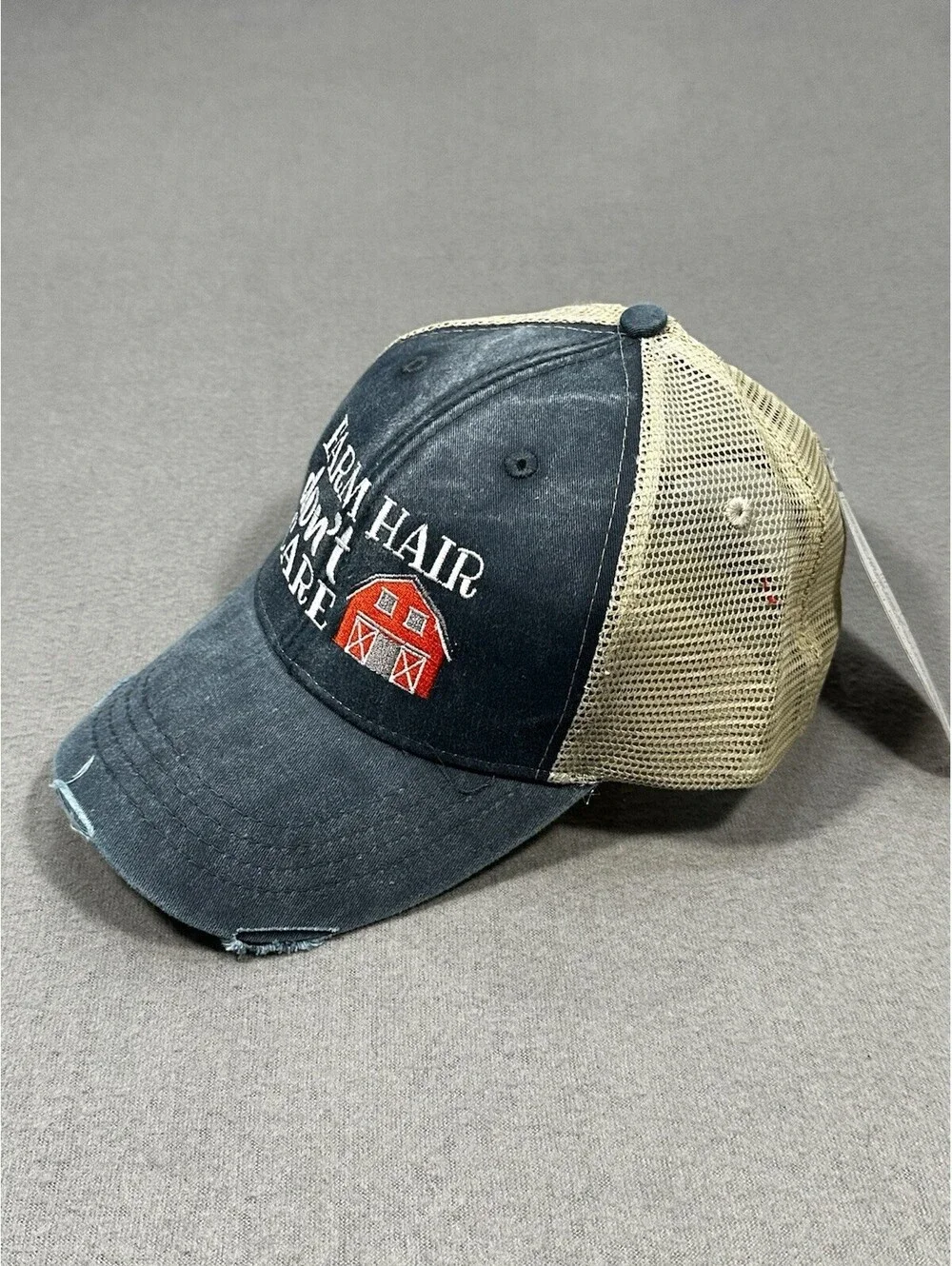 NWT Farm Hair Don’t Care Trucker Hat Adams Snapback Mesh Back Distressed